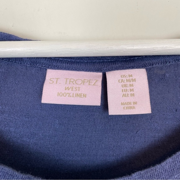 St. Tropez 100% Linen T-Shirt Size Medium - Picture 2 of 5